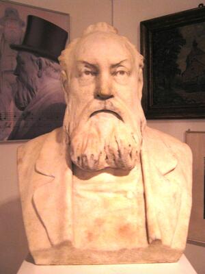 Bild vergrößern: Marmor-Grabbüste von Konrad Max Kunz (1812 - 1875), angefertigt in der Werkstatt von Rudolf Schwanthaler, München
