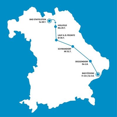 Bild vergrößern: BR Radltour Streckenplan 2019