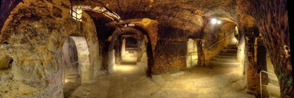 Verzweigungen im grten Felsenkeller-Labyrinth Bayerns in der groen Kreisstadt Schwandorf.