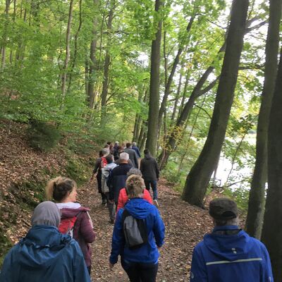 Bild vergrößern: Eine Wandergruppe auf dem "Schwandorfer Liebeswegerl".