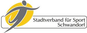 Bild vergrößern: Silhouette einer Person in einem gelben, ovalen Kreis und die Aufschrift Stadtverband für Sport.