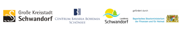 Bild vergrößern: Folgende Logos sind zu sehen: Stadt Schwandorf, Centrum Bavaria Bohemia Schönensee, Landkreis Schwandorf, Bayerisches Staatsministerium der Finanzen und Heimat
