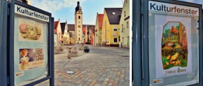 Bild vergrößern: Einige ausgewählte Osterkarten aus ganz Deutschland, Tschechien und den USA werden nun, passend zur Osterzeit, mit entsprechender Vergrößerung in den Kulturfenstern der Stadt Schwandorf ausgestellt.