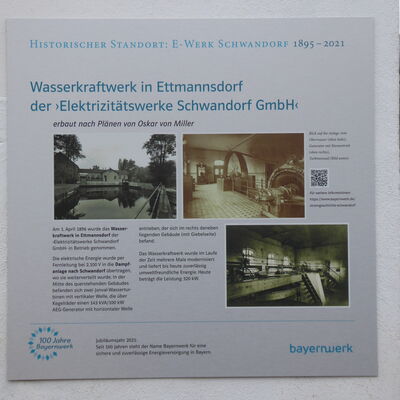 Bild vergrößern: Wasserkraftwerk in Ettmannsdorf der Elektrizitätswerke Schwandorf GmbH; Ettmannsdorfer-Straße 90