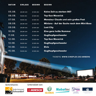 Bild vergrößern: Open Air Kino Schwandorf Programm 2022