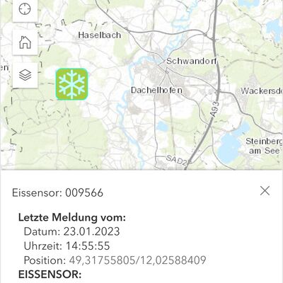 Bild vergrößern: Screenshot Meldung Glatteissensor