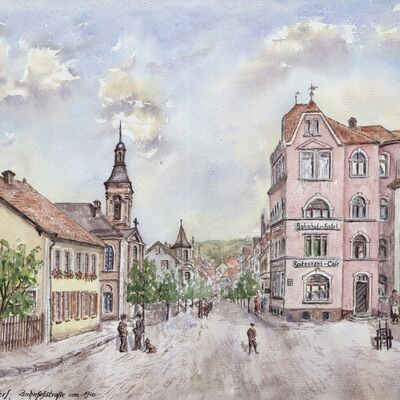 Aquarell Bahnhofstr Ausstellung ZMS
