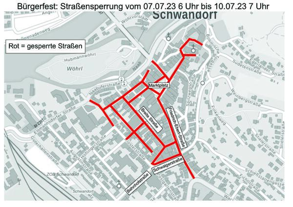 Bild vergrößern: Plan Straensperrung - Brgerfest 2023