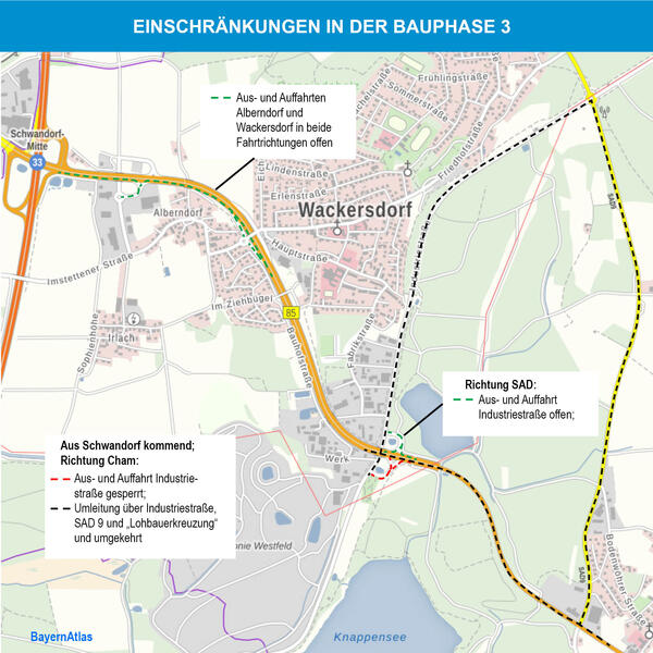 Umleitungsplan B85 - Bauphase 3