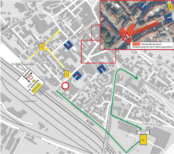 Bild vergrößern: Darstellung Sperrung Schlesierplatz