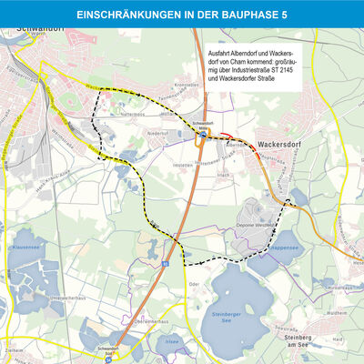 Bild vergrößern: Umleitungsplan B85 - Bauphase 5a