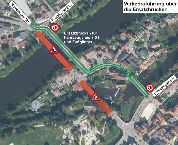 Verkehrsfhrung ber die Ersatzbrcken