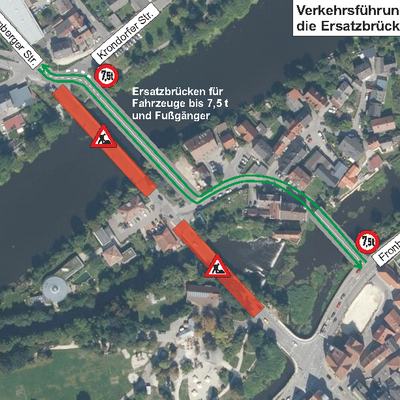 Verkehrsführung über die Ersatzbrücken