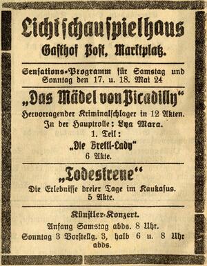 Bild vergrößern: 18.05.1924 Post