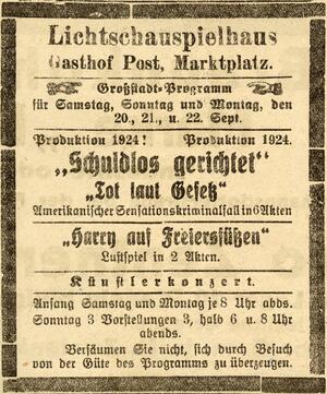 Bild vergrößern: 21.09.1924 Post