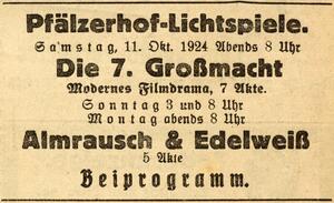 Bild vergrößern: 12.10.1924 Pfälzer
