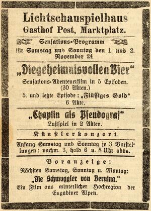 Bild vergrößern: 01.11.1924 Post
