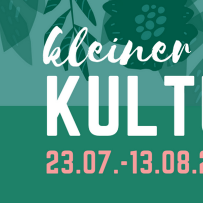 Bild vergrößern: Grafik: 
1. Teil der Grafik mit weißer und rosa Schrift: "Kultursommer im Spitalgarten 2021, 23. Juli bis 13. August 2021" Im Hintergrund sind grafische Blätterelemente auf grünem Hintergrund.