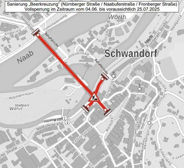 Bild vergrößern: Verlngerung Sperre Beer-Kreuzung