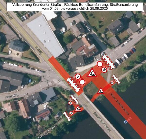 Bild vergrößern: Straensperrungen Rckbau Behelfbrcke