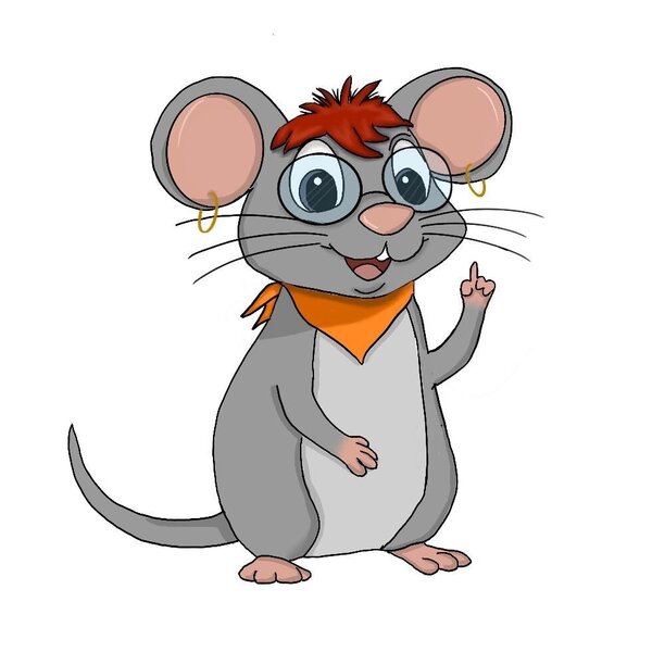 Bild vergrößern: Irene ist unsere Felsenkellermaus im Schwandorfer Labyrinth, sie trägt eine Brille hat rötliche Haare und immer ein oranges Halstuch und unterscheidet sich deshalb von den anderen Mäusen im Labyrinth. 
Die Felsenkellermaus Irene begleitet die Kinder während der Kinderführung unterhaltsam durch das Labyrinth unter der Stadt Schwandorf.