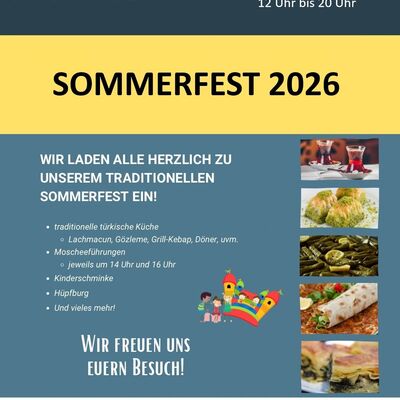 Plakat zum Sommerfest der T&uuml;rkisch-Islamischen Gemeinde zu Schwandorf e.V. 2026. 