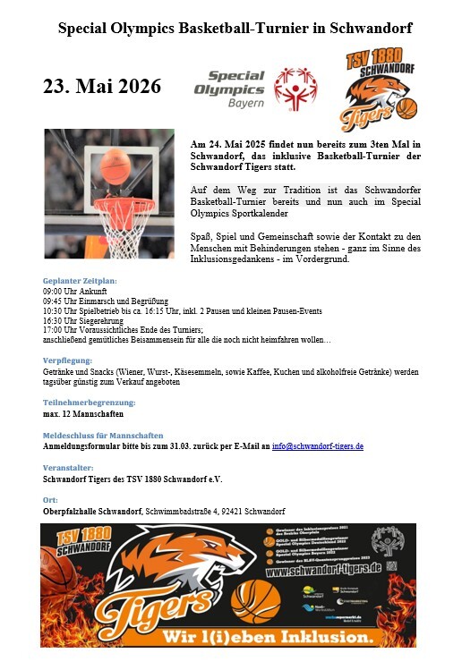 Bild vergr&ouml;&szlig;ern: Plakat des Basketballturniers der Schwandorf Tigers