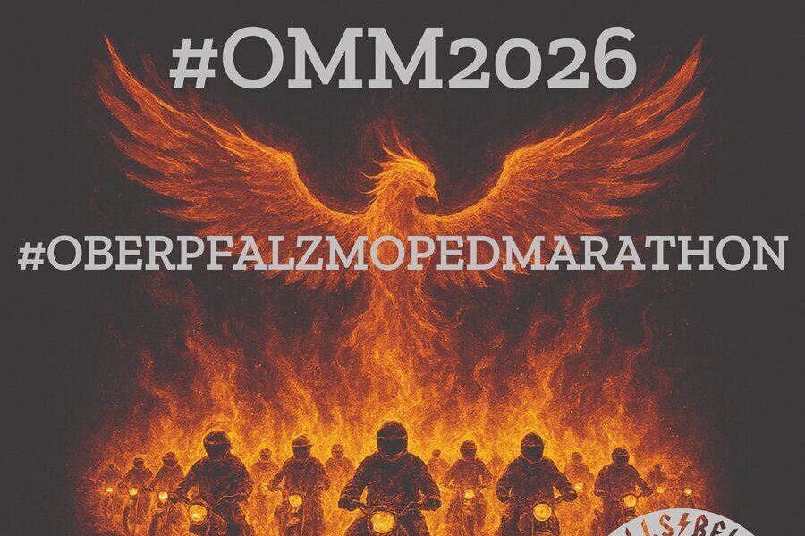 Bild vergr&ouml;&szlig;ern: Ein Plakat der Veranstaltung Oberpfalzmarathon, darauf befinden sich Motorr&auml;der.