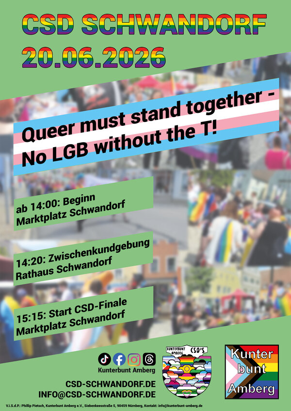 Bild vergr&ouml;&szlig;ern: Veranstaltungsplakat des CSD Schwandorf am 20.06.2026