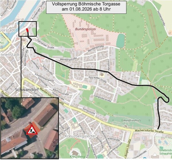 Bild vergr&ouml;&szlig;ern: Grafik Sperung B�hmische Torgasse am 01.08.2026