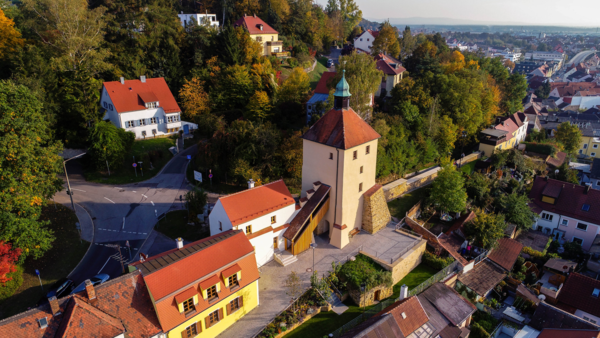 Luftaufnahme des Schwandorfer Blasturms